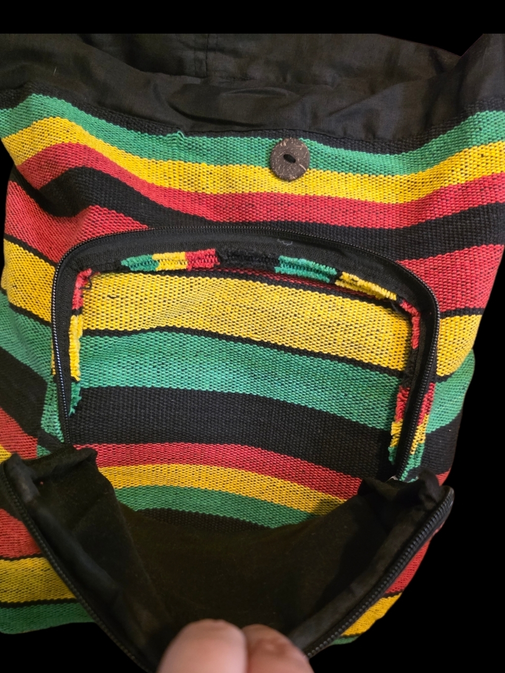 🇯🇲90s Rasta Colors Cotton Backpack - Picture 2 of 8